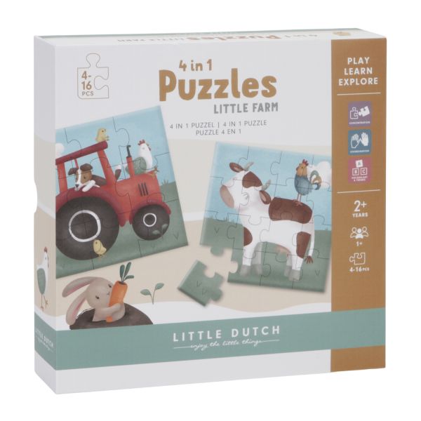 4 in 1 puzzel Little Farm FSC Little Dutch