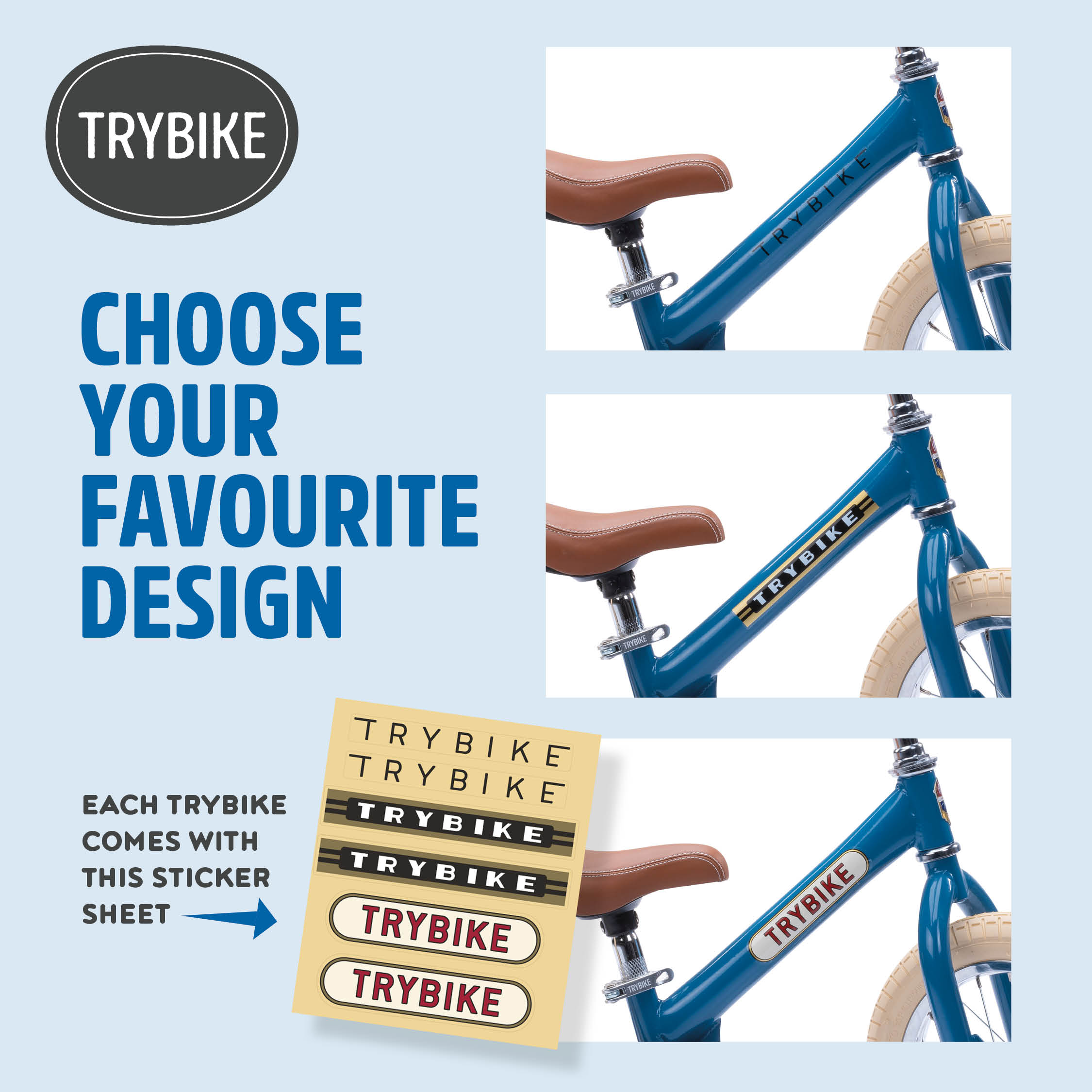 Blue Trybike stickersheet