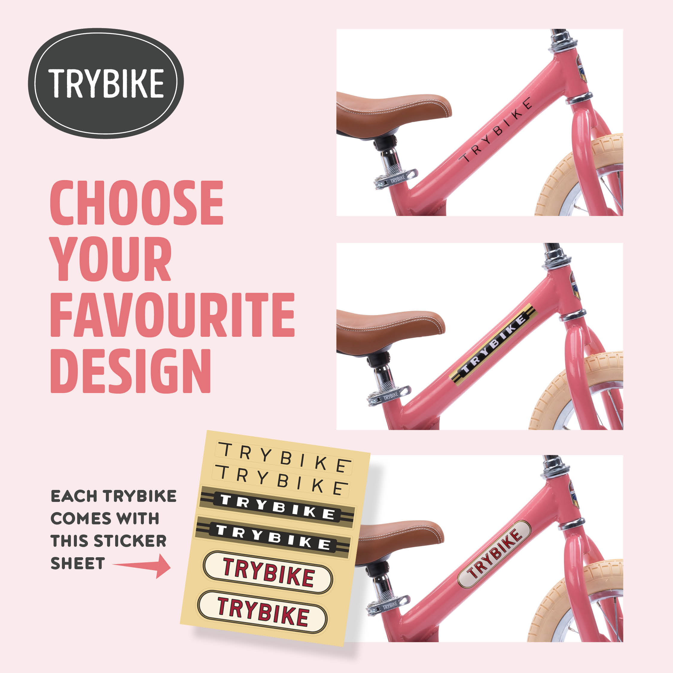 Pink Trybike stickersheet