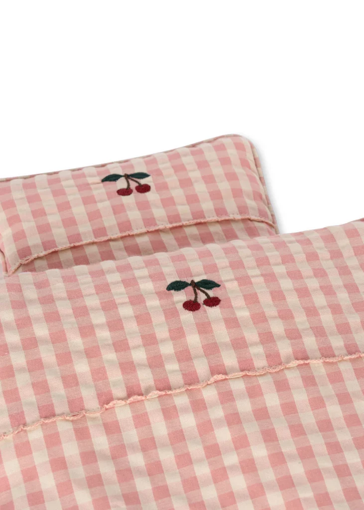 POPPENBEDDENGOED POWDER PINK CHECK 3