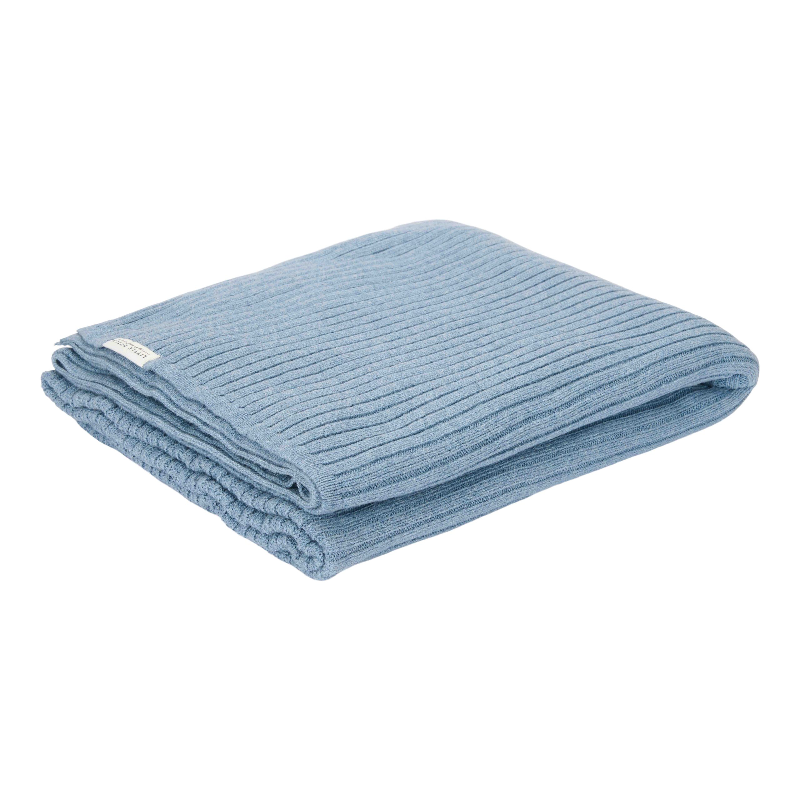 TE13544035 – Knitted cot blanket Essential Pure Denim Blue (1)